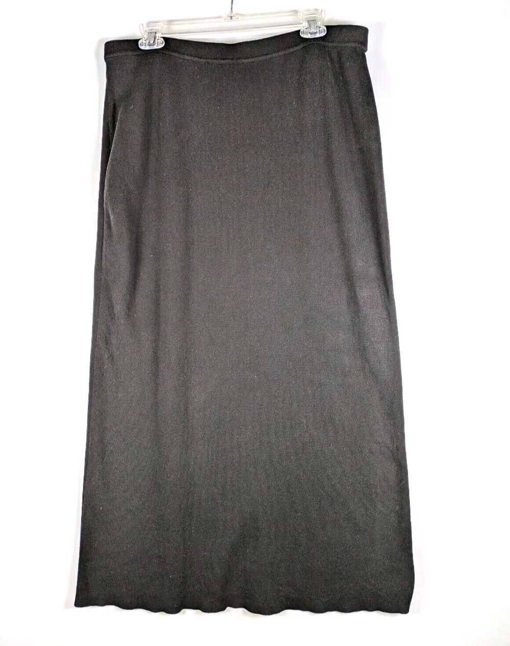 Liz Claiborne Maxi Skirt Womens Petite Large PL Black Pull On Ribbed Knit